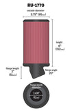 K&N Engineering RU-1770 Universal Rubber Air Filter - 2 7/16 Inch Flange, 3 3/4 Inch OD, 6 Inch Height