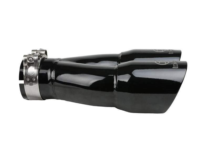 aFe Takeda 2.5-inch 304 Stainless Steel Clamp-On Exhaust Tip with Dual 3-inch Outlets - Black Finish