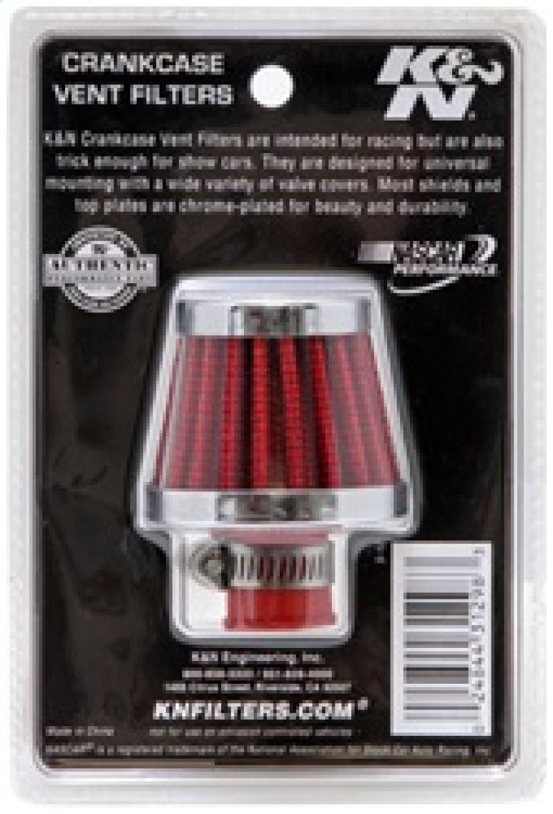 K&N Engineering 62-1600RD Crankcase Vent Filter with Chrome Top and Steel Base for Classic and Racing Engines