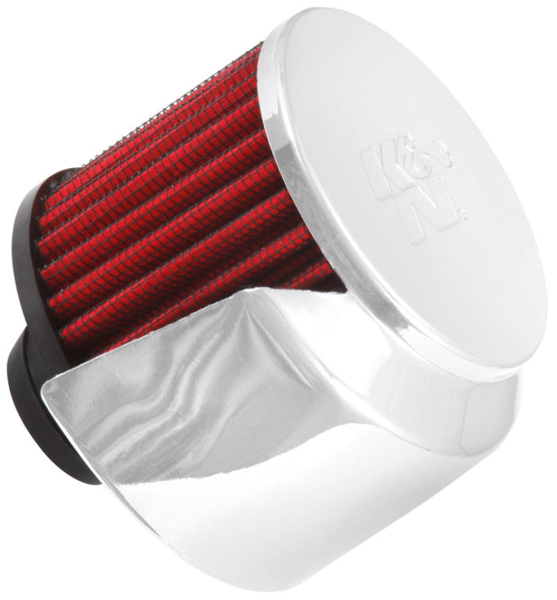 K&N Engineering 62-1516 Chrome Top Crankcase Vent Filter with Deflector Shield and 1-1/4 Inch Flange