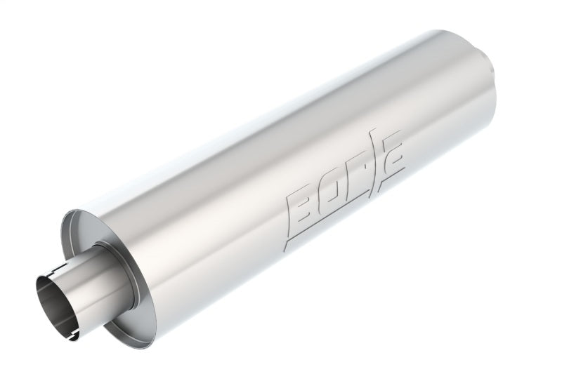 Borla Heavy Duty Truck Muffler - 3 Inch Center-Inlet/Outlet, 24-Inch Length, Notched Design
