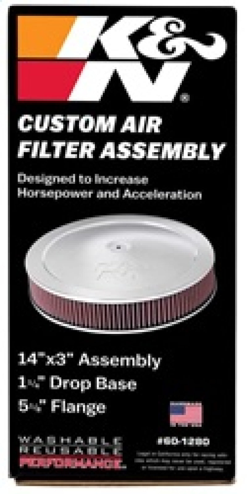 K&N Engineering 14-inch Red Custom Air Cleaner Assembly with 5.125-inch ID and 14-inch OD