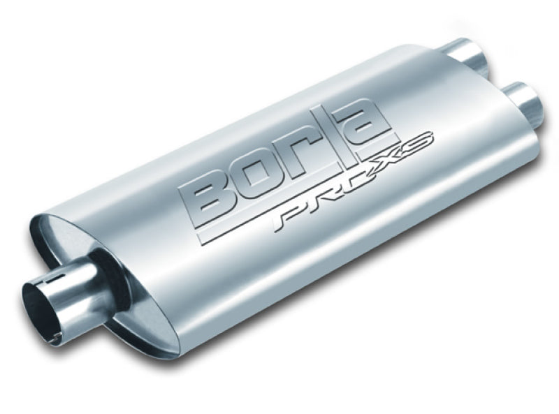 Borla PRO-XS Universal Muffler with 2.5-inch Inlet and Dual Outlets – Notched Design for Easy Installation