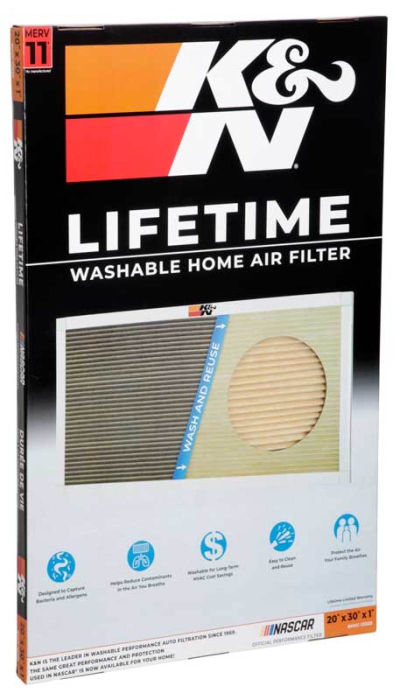 K&N HVAC Filter 20 x 30 x 1 – Washable and Reusable High-MERV 11 Pleated Synthetic Air Filter