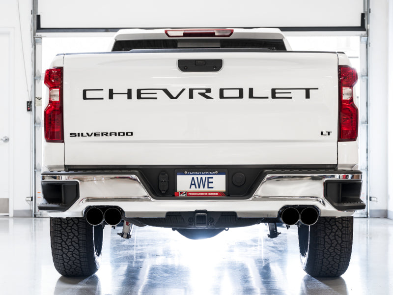 AWE Tuning 4th Gen GM 1500 6.2L 0FG Cat-Back Split Rear Exit Exhaust with Quad Diamond Black Tips