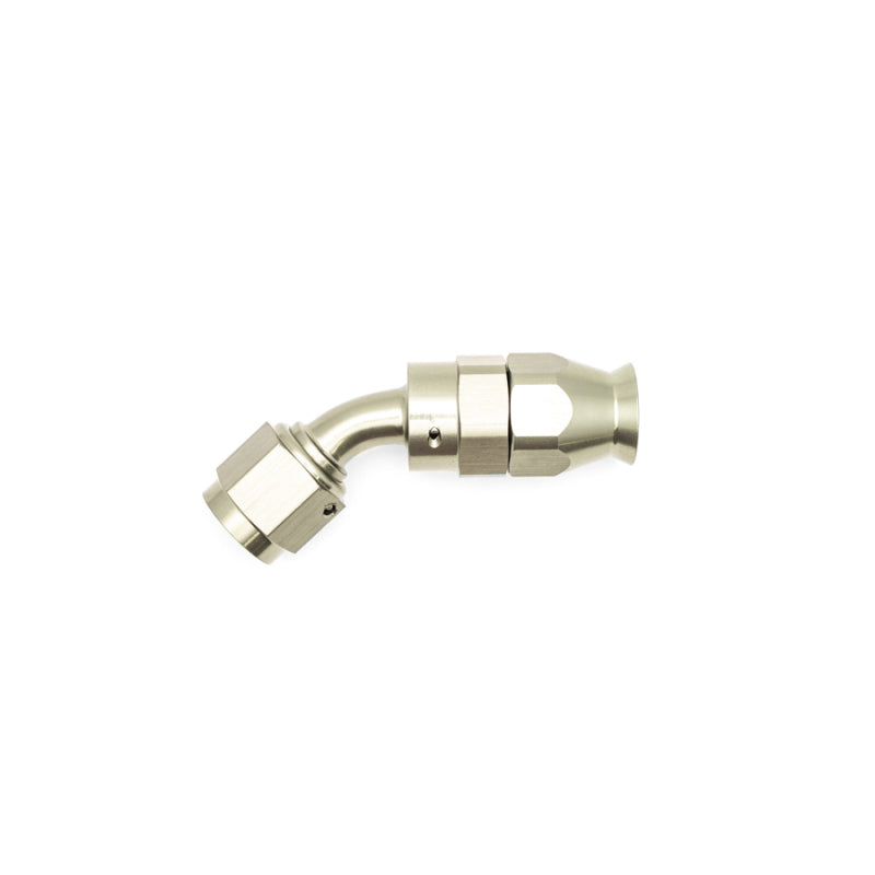 DeatschWerks 6AN Female Swivel 45-Degree Hose End PTFE with Olive Insert - Anodized Titanium