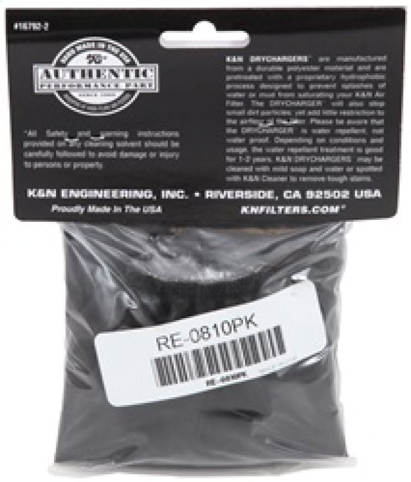 K&N Engineering RE-0810PK Universal Round Tapered Filter Wrap – Black, 6 Inch Base Diameter, 4.625 Inch Top Diameter, 9 Inch Height