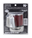 K&N Engineering 62-1514 1.5 inch Flange Crankcase Vent Filter with Chrome Top and Heat Shield