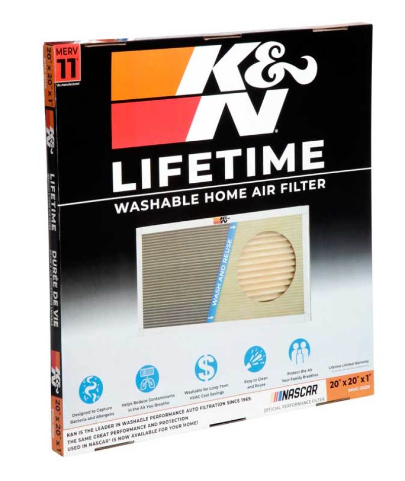 K&N HVAC Filter - 20 x 20 x 1, Reusable Pleated Synthetic Air Filter with MERV 11 Rating