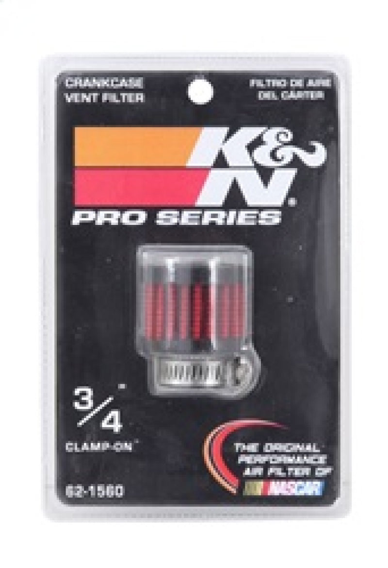 K&N Engineering 62-1560 Clamp-On Crankcase Vent Filter with Black Rubber Top and Base