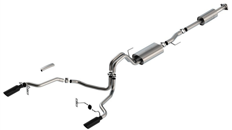 Borla F-150 2021-2025 5.0L Cat-Back Touring Exhaust System with Black Chrome Tips - Part #140865BC