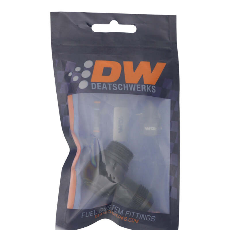 DeatschWerks 8AN ORB Male to 8AN Male Flare Low Profile 90-Degree Swivel in Matte Black