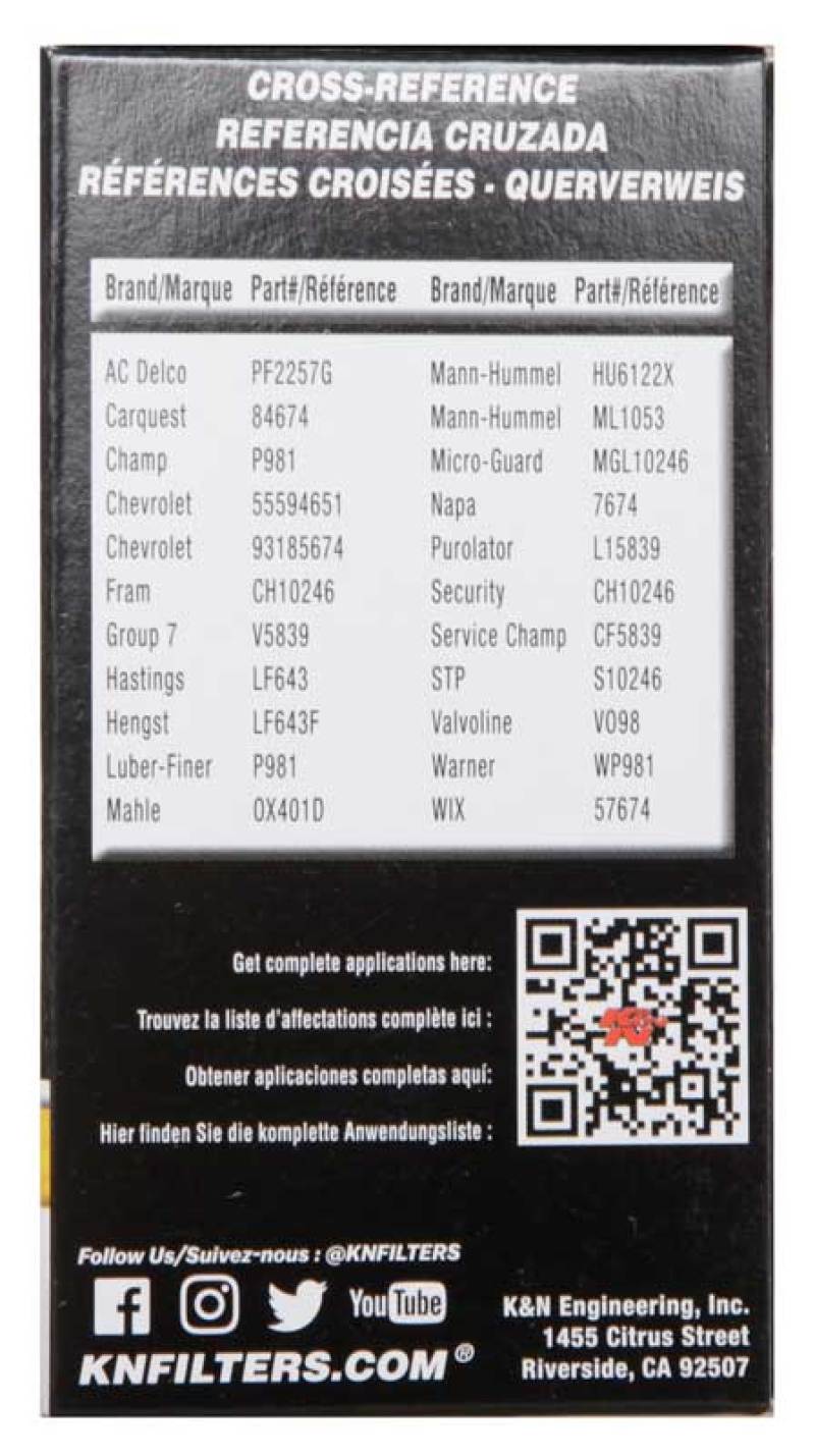 K&N Engineering HP-7027 Performance Oil Filter for Chevrolet Cruze 2011-2013 with Hengst Filter Housing