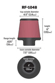 K&N Engineering RF-1048 Round Tapered Universal Air Filter - 6-Inch Flange ID, 7.5-Inch Base OD, 4.5-Inch Top OD, 6-Inch Height