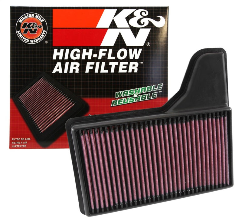 K&N Replacement Panel Air Filter for 2015-2016 Ford Mustang 2.3L L4, 3.7L V6, 5.0L V8