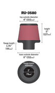 K&N Engineering Universal Rubber Air Filter with 3-Inch Flange, 6-Inch Base, and 4-Inch Top for Automotive and Equipment Applications
