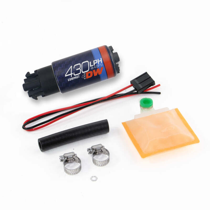 DeatschWerks Universal DW430C 430 LPH Compact Fuel Pump with Clips and Install Kit