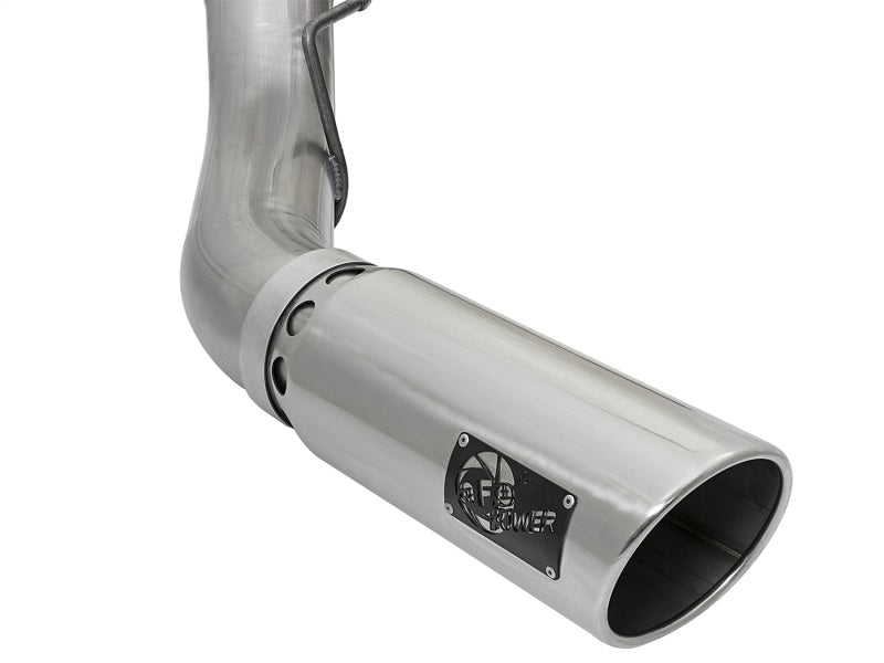 aFe Large Bore HD 5-Inch Stainless Steel DPF-Back Exhaust System with Polished Tip for 2017 Ford Diesel Trucks V8 6.7L (Part #49-43090-P)