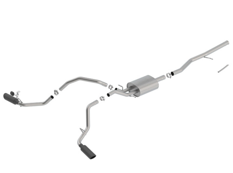 Borla ATAK Cat-Back Exhaust System for 2014-2018 Chevrolet Silverado 1500 and 2016 GMC Sierra 1500 with 5.3L V8, Black Chrome Tips