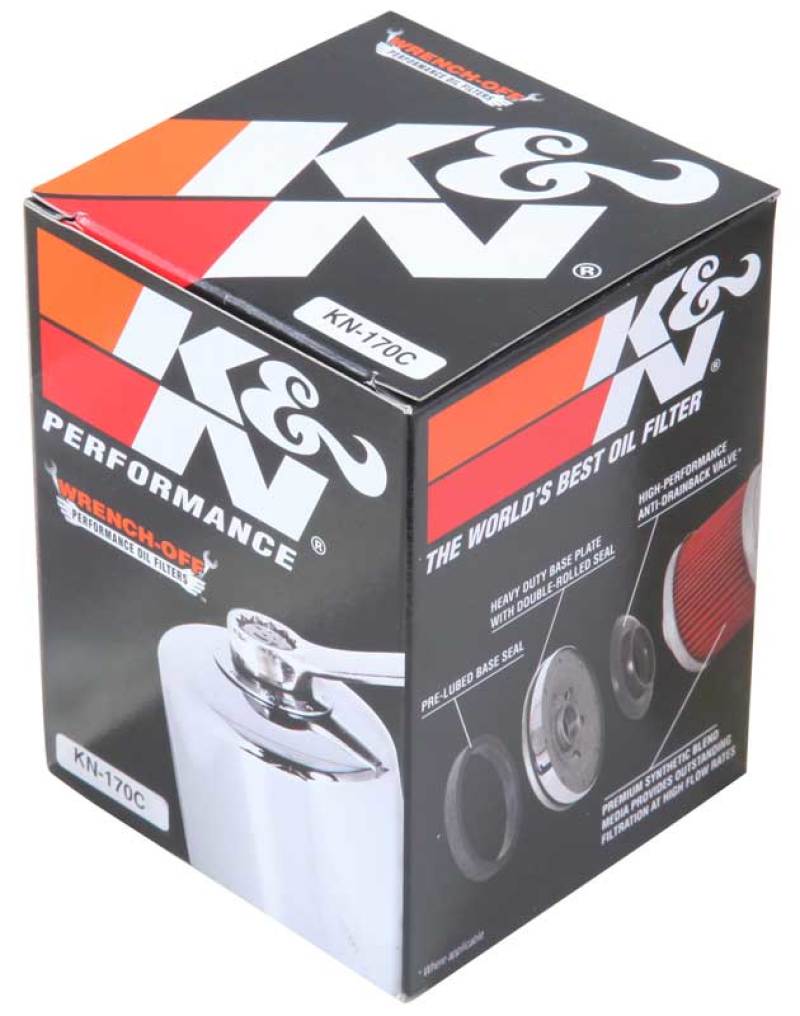 K&N Engineering Part KN-170C Chrome Oil Filter for Harley-Davidson Motorcycles