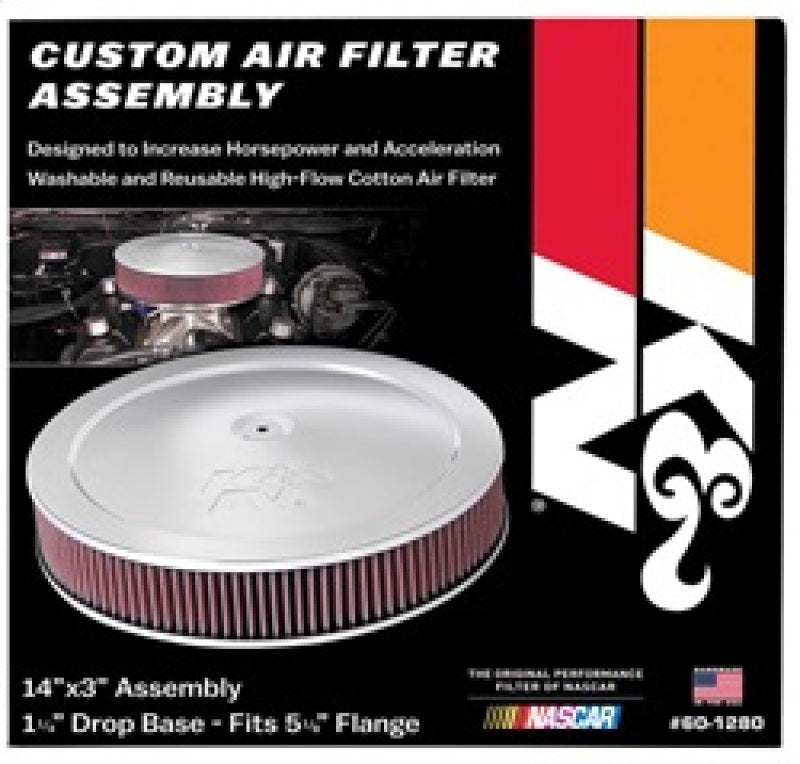 K&N Engineering 14-inch Red Custom Air Cleaner Assembly with 5.125-inch ID and 14-inch OD