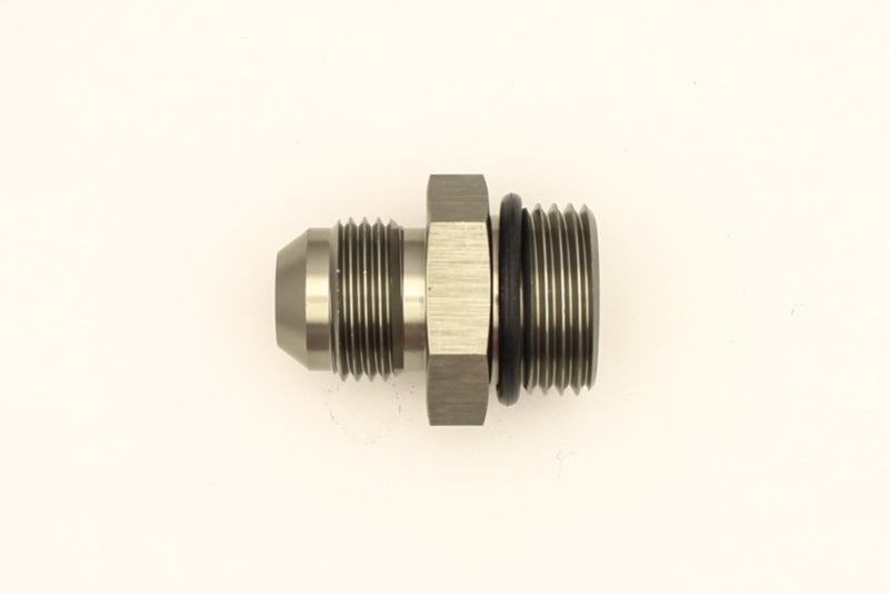DeatschWerks 10AN ORB Male to 8AN Male Flare Adapter with O-Ring - Anodized Titanium Fuel Fitting