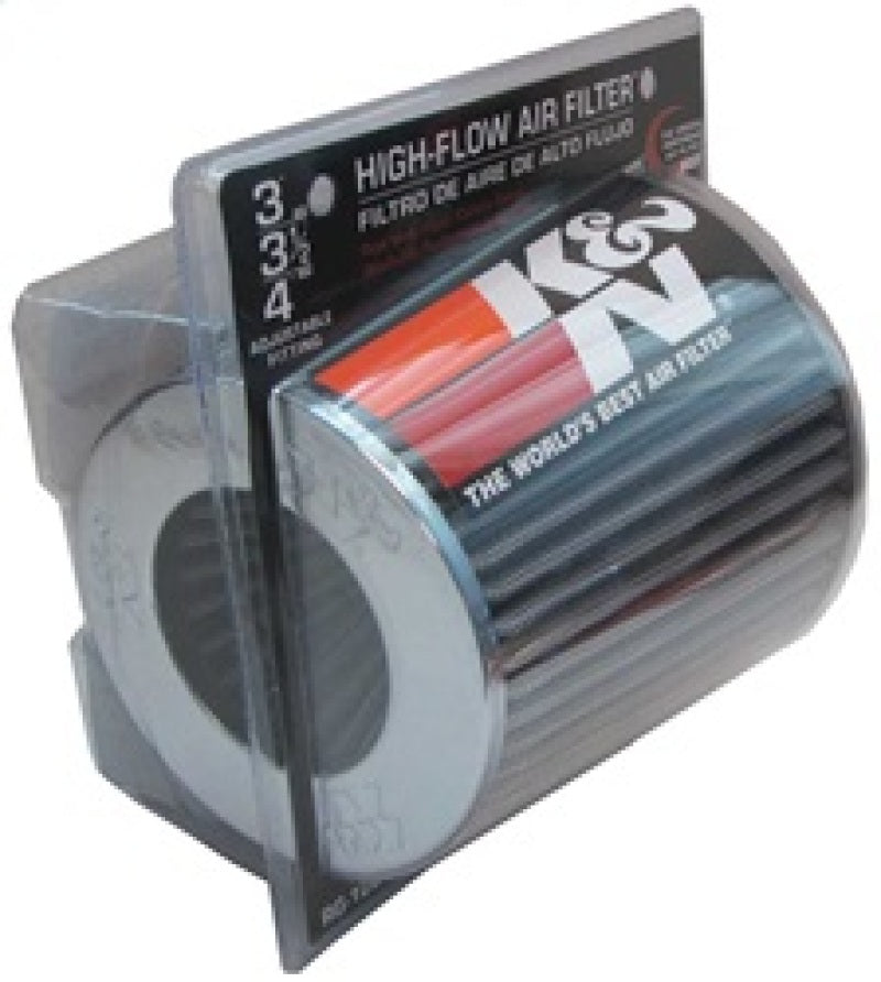 K&N Engineering RG-1001WT Universal Chrome Round Tapered Air Filter – 4-Inch Flange, Reusable and Washable