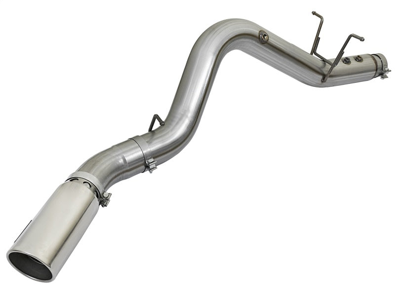 aFe Large Bore HD 5-inch 409 Stainless Steel DPF-Back Exhaust System with Polished Tip for 2017 GM Duramax V8-6.6L (L5P)
