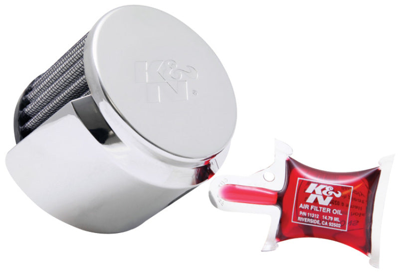 K&N Engineering 62-1516 Chrome Top Crankcase Vent Filter with Deflector Shield and 1-1/4 Inch Flange