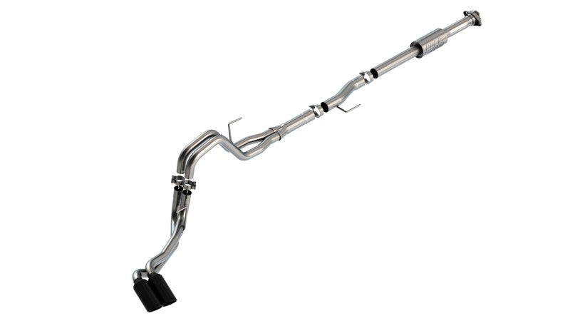 Borla F-150 2021-2022 3-Inch into Dual 2.25-Inch ATAK Cat-Back Exhaust System with Black Chrome Tips - Part #140872BC