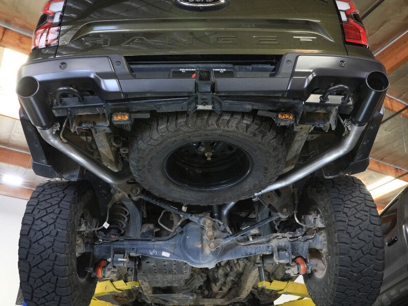 aFe Vulcan Series 3-Inch Stainless Steel Cat-Back Exhaust System with Black Tips for Ford Ranger Raptor 24-26 V6-3.0L