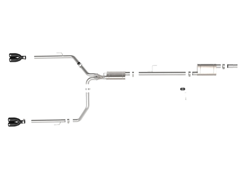 aFe Vulcan Series 3-inch to 2-1/2-inch Stainless Steel Cat-Back Exhaust System for Jeep Gladiator (JT) 2020-2021 with Black Tips