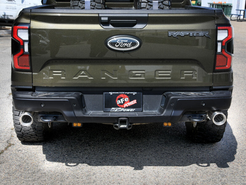 aFe Vulcan Series 3-Inch 304 Stainless Steel Cat-Back Exhaust System with Polished Tips for Ford Ranger Raptor 2024-2026