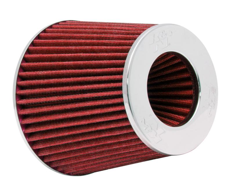 K&N Engineering Universal Air Filter Chrome Round Tapered Red - 4 Inch ID, 5.5 Inch Height