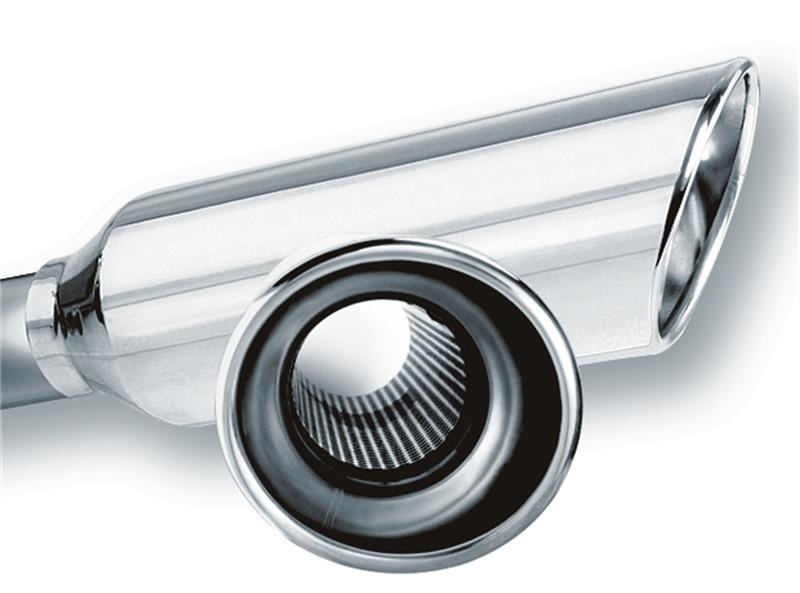 Borla 2.25-inch Inlet 4-inch Round Rolled Angle-Cut Resonated Exhaust Tip - Part #20248