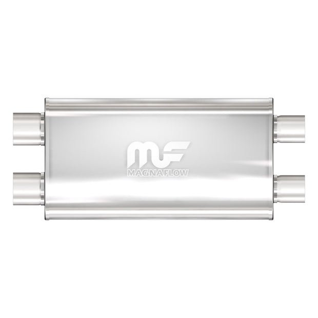 MagnaFlow 12568 Stainless Steel Oval Performance Muffler – 5 x 11 Inch, 2.5 Inch Dual Inlet/Outlet