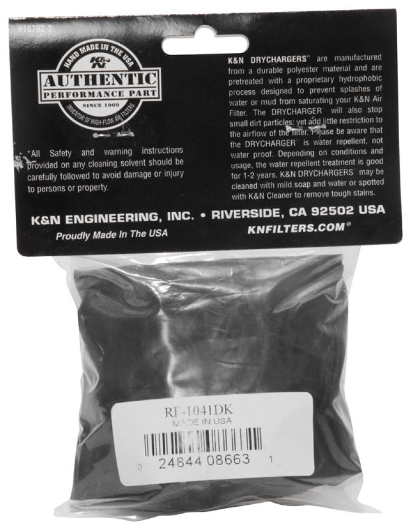 K&N Engineering Black Drycharger Round Tapered Custom Air Filter Wrap Part RF-1041DK