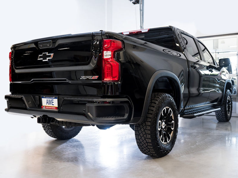 AWE Tuning 22-23 GMC Sierra 1500 AT4X 6.2L Dual Catback Exhaust with BashGuards – No Tips
