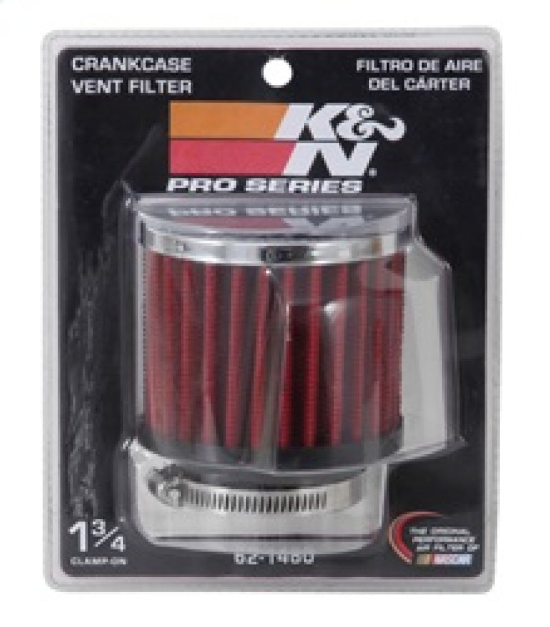 K&N Engineering 62-1480 Chrome Finish Rubber Base Crankcase Vent Filter - 1.75 Inch Flange ID