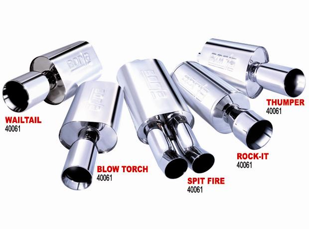 Borla Boomer Muffler Thumper Oval 2-1/4 inch Inlet, 4 inch Side Round Outlet, Part #40057